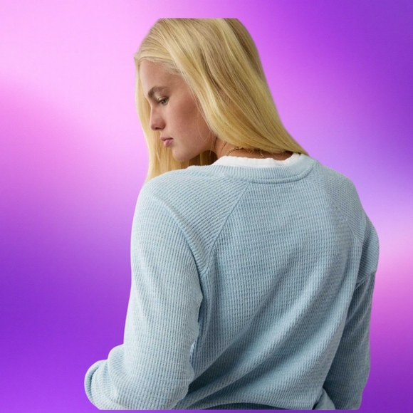 NEW!!! AMERICAN EAGLE BLUE Long Sleeve Henley T-Shirt - Size L - Picture 7 of 7